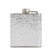 Girly Glitter personalisierter silberner Monogramm Flachmann (Rückseite)