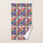Girly Glitter Rainbow Flowers Towel Set (Handtuch)
