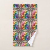 Girly Glitter Rainbow Flowers Towel Set (Handtuch)