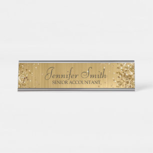 Girly Glittery Gold Faux Folie Schreibtisch Namens Schreibtischnamensplakette
