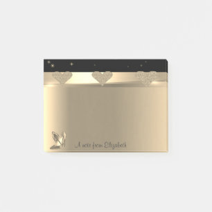 Girly Glittery Gold Herzen, High Heels-Personalisi Post-it Klebezettel