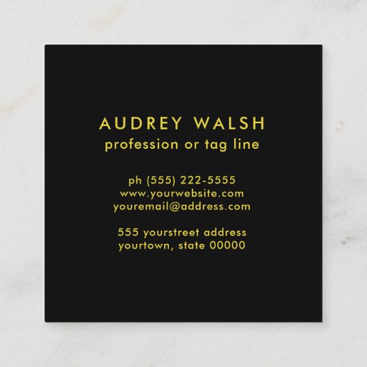 Girly Glittery Imitate Gold Leopard Print Luxus Quadratische Visitenkarte (Rückseite)