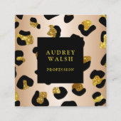 Girly Glittery Imitate Gold Leopard Print Luxus Quadratische Visitenkarte (Vorderseite)