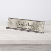 Girly Glittery Imitate Platinum Foil Schreibtischnamensplakette (Vorderseite )