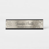 Girly Glittery Imitate Platinum Foil Schreibtischnamensplakette (Vorderseite )