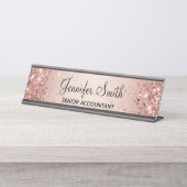 Girly Glittery Imitate Rose Gold Gradient Schreibtischnamensplakette (Vorderseite )