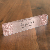 Girly Glittery Rose Glam Gradient Namensplakette (Seite)
