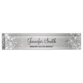 Girly Glittery Silver Gradient Namensplakette (Vorderseite)