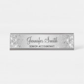 Girly Glittery Silver Gray Gradient Schreibtischnamensplakette (Vorderseite )
