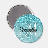 Girly Glitz Aqua Türkis Glitzer Leopard Print Magnet (Vorderseite/Rückseite)