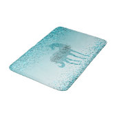 Girly Glitz Aqua Turquoise Glitzer Unicorn Badematte (Schrägansicht)