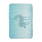Girly Glitz Aqua Turquoise Glitzer Unicorn Badematte (Vorderseite Vertikal)