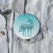 Girly Glitz Aqua Turquoise Glitzer Unicorn Button (Beispiel)