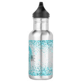 Girly Glitz Aqua Turquoise Glitzer Unicorn Edelstahlflasche (Rechts)