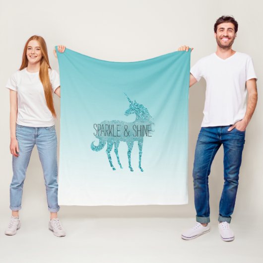 Girly Glitz Aqua Turquoise Glitzer Unicorn Fleecedecke (Beispiel)