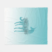 Girly Glitz Aqua Turquoise Glitzer Unicorn Fleecedecke (Vorderseite (Horizontal))