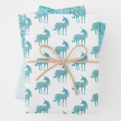 Girly Glitz Aqua Turquoise Glitzer Unicorn Geschenkpapier Set (Beispiel)