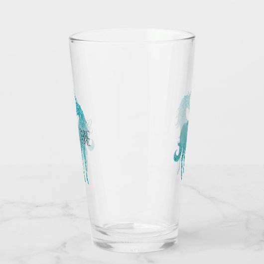 Girly Glitz Aqua Turquoise Glitzer Unicorn Glas (Links)