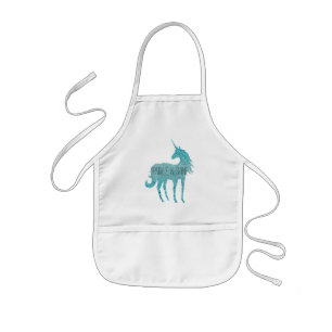 Girly Glitz Aqua Turquoise Glitzer Unicorn Kinderschürze