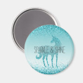 Girly Glitz Aqua Turquoise Glitzer Unicorn Magnet (Vorderseite/Rückseite)