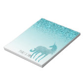 Girly Glitz Aqua Turquoise Glitzer Unicorn Notizblock (Rotiert)