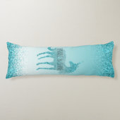 Girly Glitz Aqua Turquoise Glitzer Unicorn Seitenschläferkissen (Vorderseite)