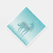 Girly Glitz Aqua Turquoise Glitzer Unicorn Serviette (Ecke)