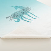 Girly Glitz Aqua Turquoise Glitzer Unicorn Sherpadecke (3/4)