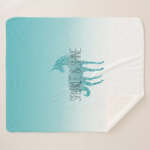 Girly Glitz Aqua Turquoise Glitzer Unicorn Sherpadecke (Vorderseite (Horizontal))