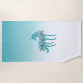 Girly Glitz Aqua Turquoise Glitzer Unicorn Strandtuch (Vorderseite)