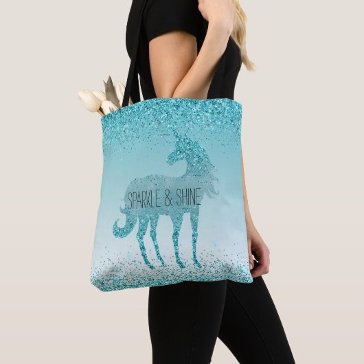 Girly Glitz Aqua Turquoise Glitzer Unicorn Tasche (Von Nahem)