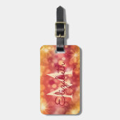 Girly Glitzer Coral Orange Bokeh Initial Monogram Gepäckanhänger (Vorderseite vertikal)
