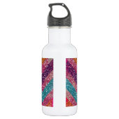 Girly Glitzer-Druck-Zickzack Streifen-aquamarines Edelstahlflasche (Rückseite)