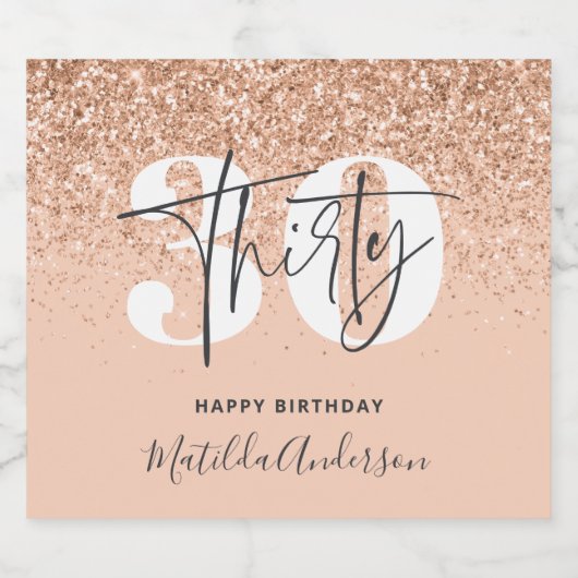 Girly Glitzer funkelt am 30. Schaumweinetikett (Einzelnes Label)