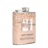 Girly Glitzer funkelt modern 21. Geburtstag Flachmann (Rechts)