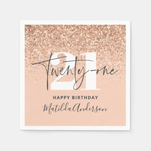 Girly Glitzer funkelt modern 21. Geburtstag Party Serviette