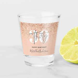 Girly Glitzer funkelt modern 30. Geburtstag  Schnapsglas