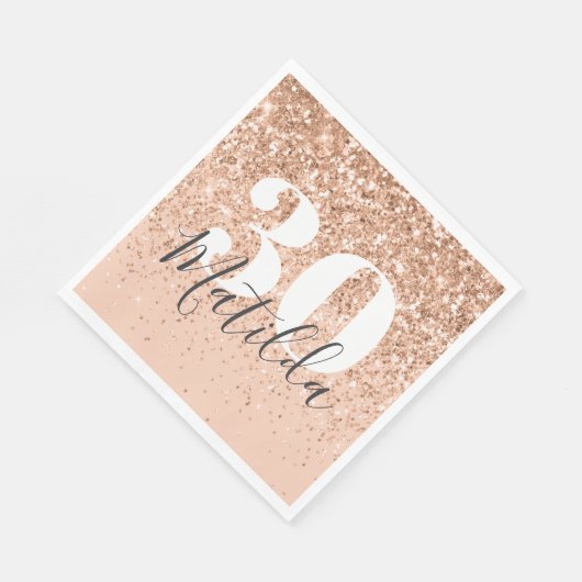 Girly Glitzer funkelt modernes 30. Party Serviette (Ecke)