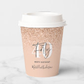 Girly Glitzer funkelt modernes 40. Party Pappbecher (Rückseite)