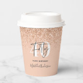 Girly Glitzer funkelt modernes 40. Party Pappbecher (Vorderseite)