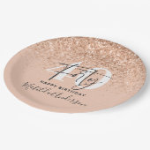 Girly Glitzer funkelt modernes 40. Party Pappteller (Schrägansicht)