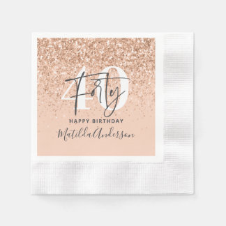 Girly Glitzer funkelt modernes 40. Party Serviette