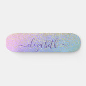 Girly Glitzer Gold Confetti Personalisiert Rainbow Skateboard (Horizontal)