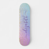 Girly Glitzer Gold Confetti Personalisiert Rainbow Skateboard (Vorne)