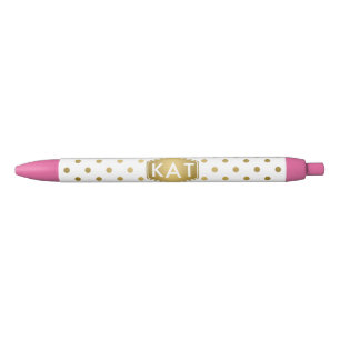 Girly Glitzer-Goldpolka-Punkt-Muster-Monogramm Kugelschreiber