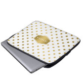 Girly Glitzer-Goldpolka-Punkt-Muster-Monogramm Laptopschutzhülle (Vorne Knopf)