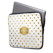 Girly Glitzer-Goldpolka-Punkt-Muster-Monogramm Laptopschutzhülle (Vorderseite Links)