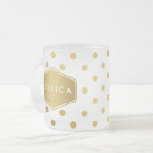 Girly Glitzer-Goldpolka-Punkt-Muster-Monogramm Mattglastasse (Vorderseite Links)