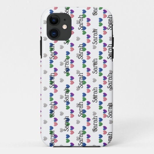 Girly Glitzer Herzname Case-Mate iPhone Hülle (Rückseite)