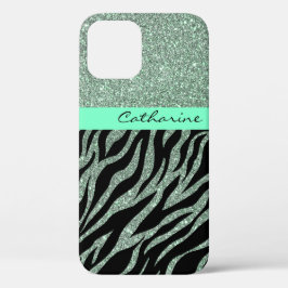 Girly Glitzer Mint Green Aquamarin Animal Zebra Mu Case-Mate iPhone Hülle